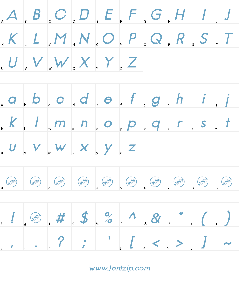 Jambetica Font Character